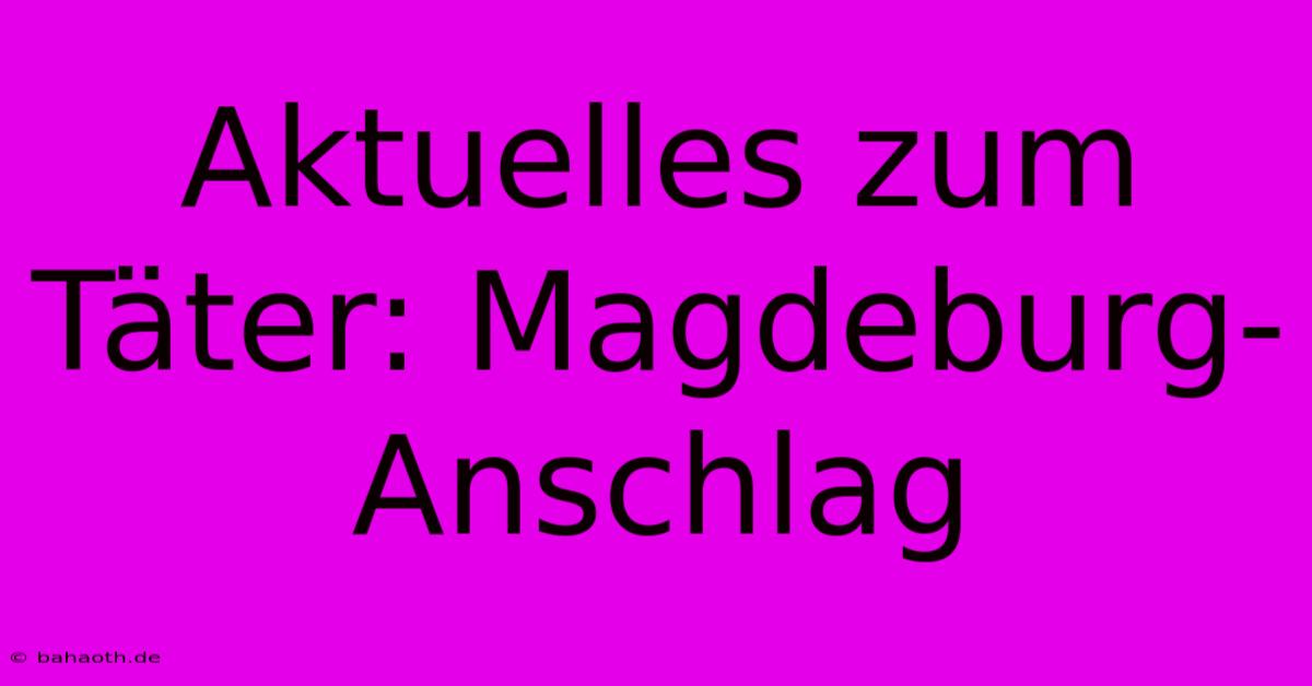 Aktuelles Zum Täter: Magdeburg-Anschlag