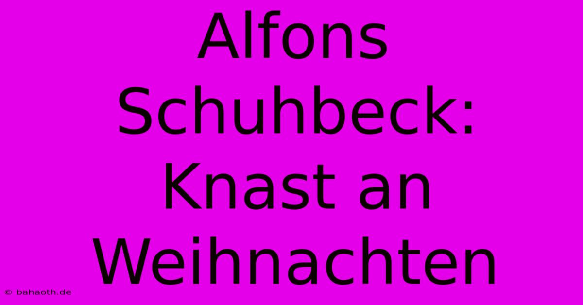 Alfons Schuhbeck: Knast An Weihnachten