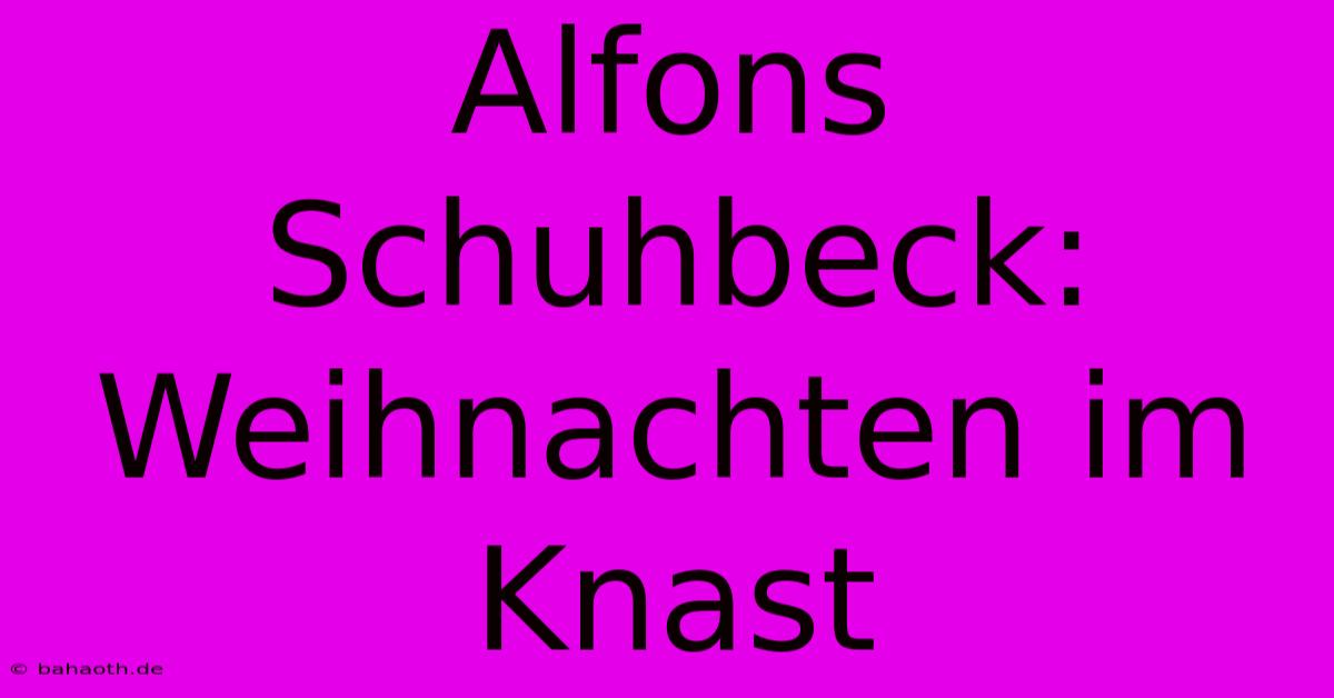 Alfons Schuhbeck: Weihnachten Im Knast