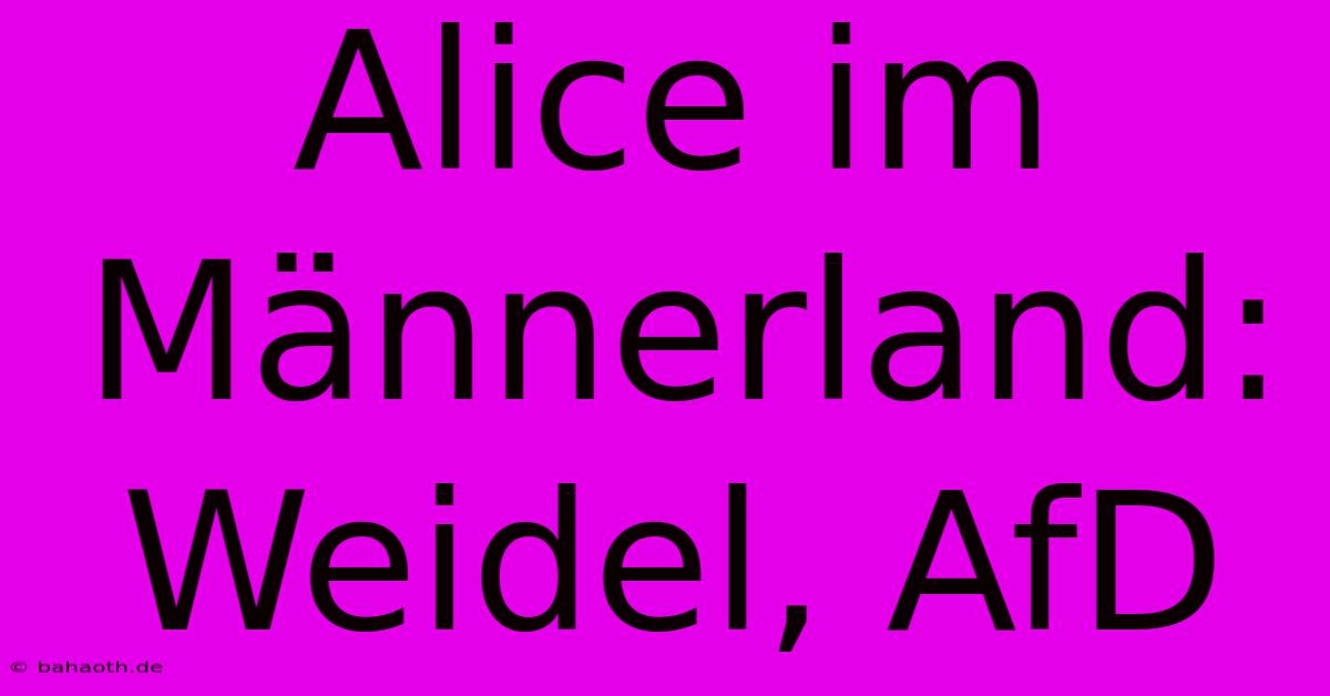 Alice Im Männerland: Weidel, AfD