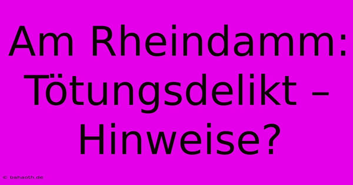 Am Rheindamm: Tötungsdelikt – Hinweise?