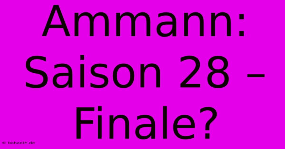 Ammann: Saison 28 – Finale?