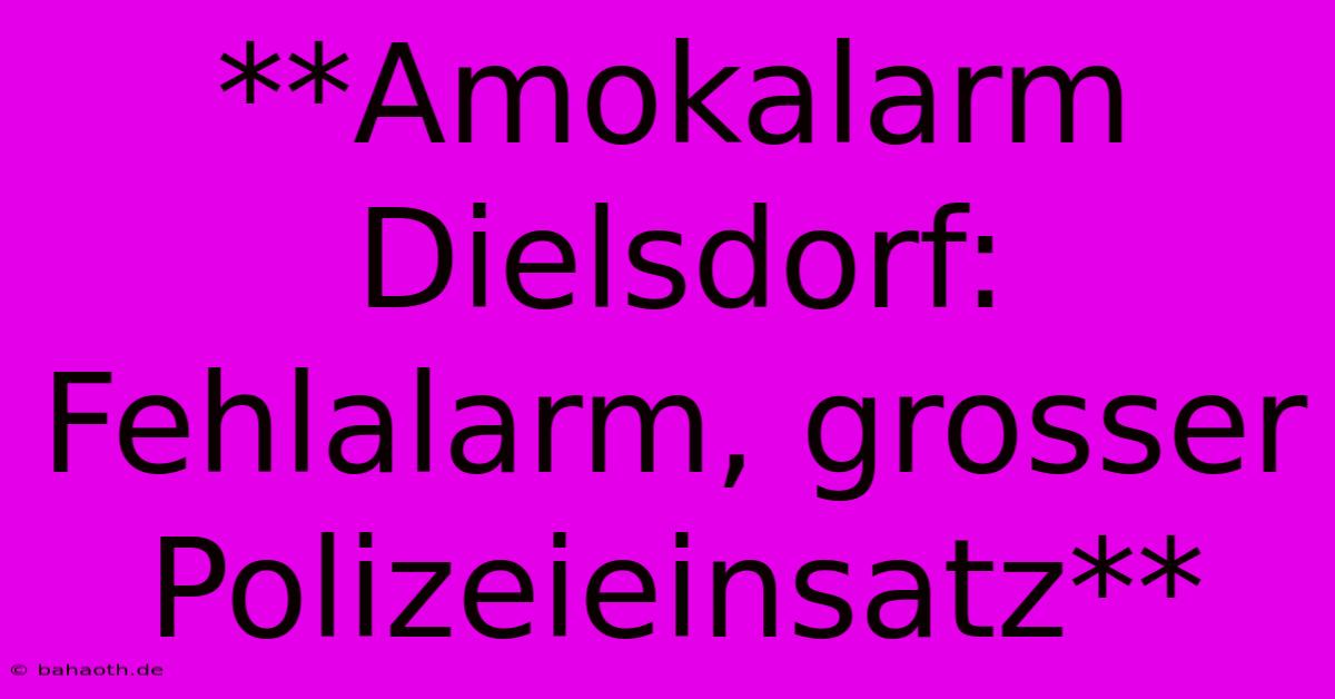 **Amokalarm Dielsdorf: Fehlalarm, Grosser Polizeieinsatz**