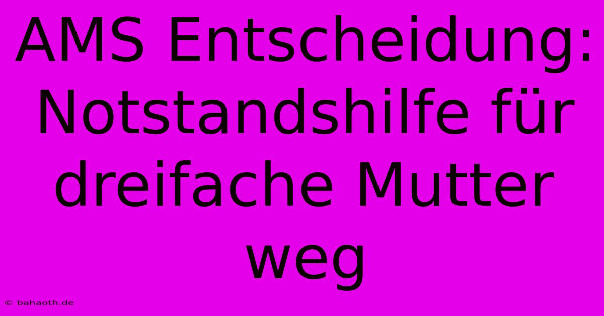 AMS Entscheidung: Notstandshilfe Für Dreifache Mutter Weg