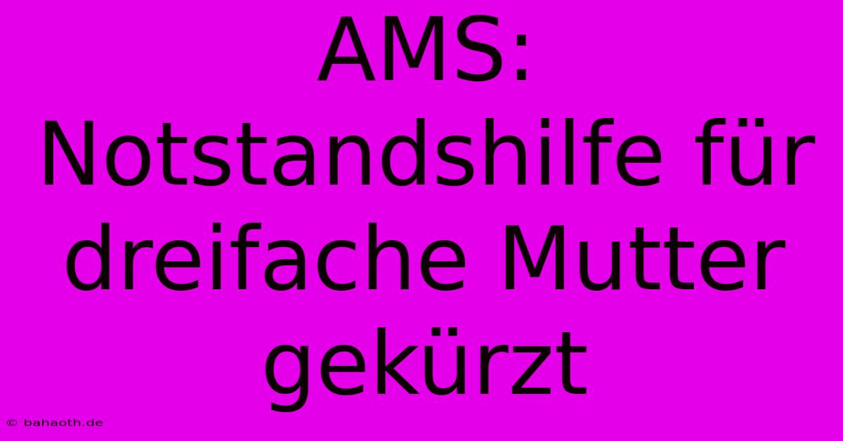 AMS: Notstandshilfe Für Dreifache Mutter Gekürzt