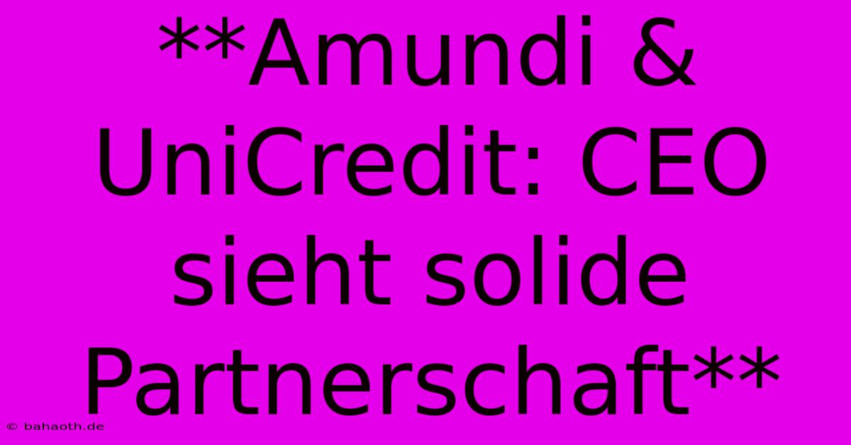 **Amundi & UniCredit: CEO Sieht Solide Partnerschaft**