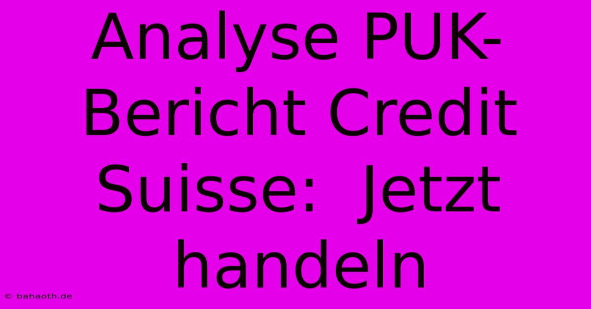 Analyse PUK-Bericht Credit Suisse:  Jetzt Handeln