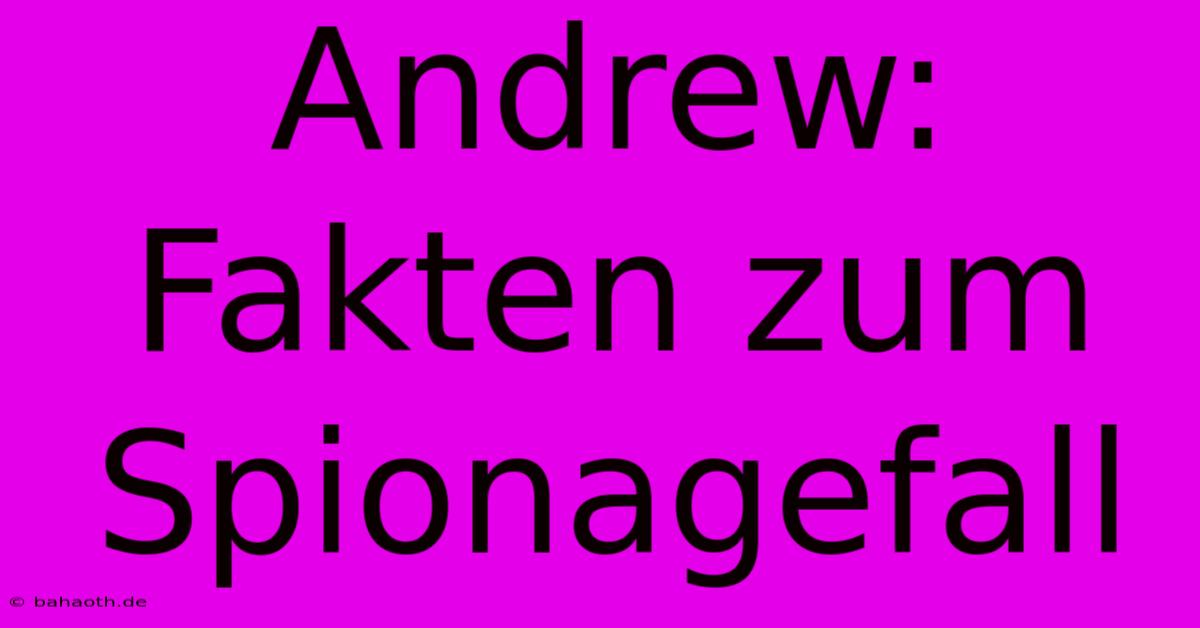 Andrew: Fakten Zum Spionagefall