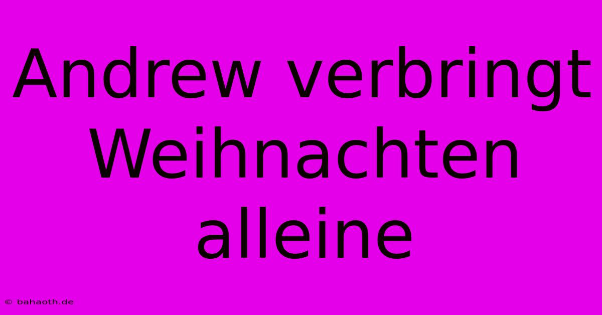 Andrew Verbringt Weihnachten Alleine