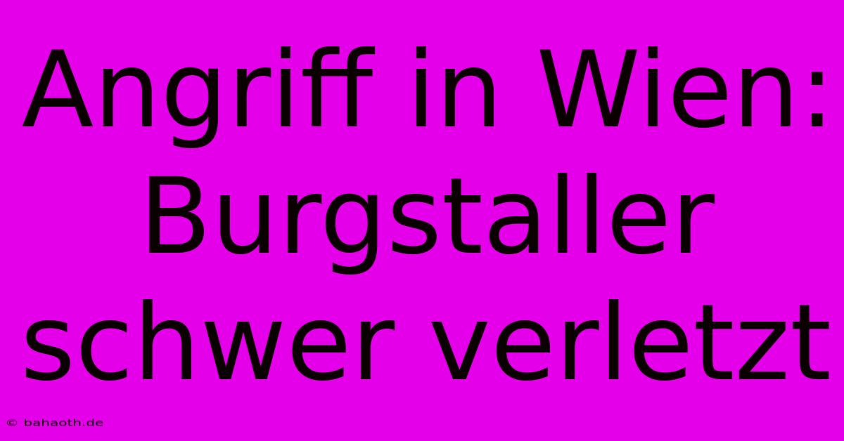 Angriff In Wien: Burgstaller Schwer Verletzt