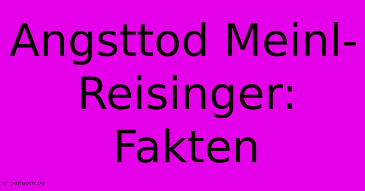 Angsttod Meinl-Reisinger: Fakten