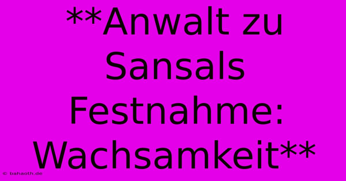 **Anwalt Zu Sansals Festnahme:  Wachsamkeit**