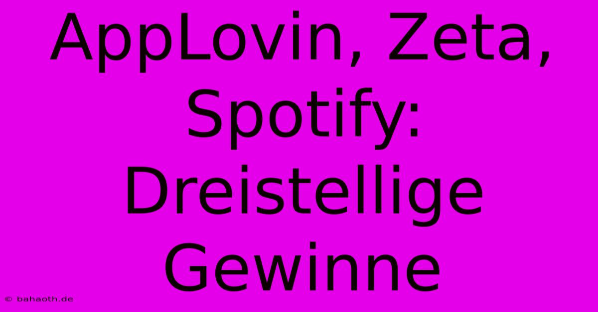 AppLovin, Zeta, Spotify:  Dreistellige Gewinne