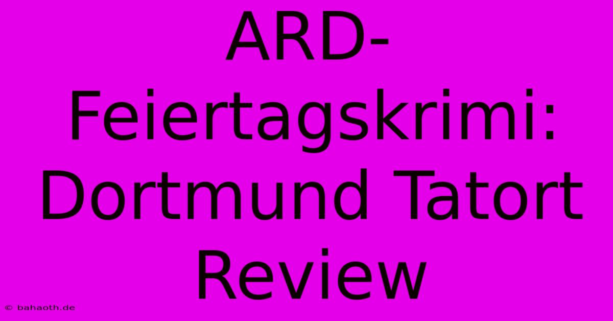 ARD-Feiertagskrimi: Dortmund Tatort Review