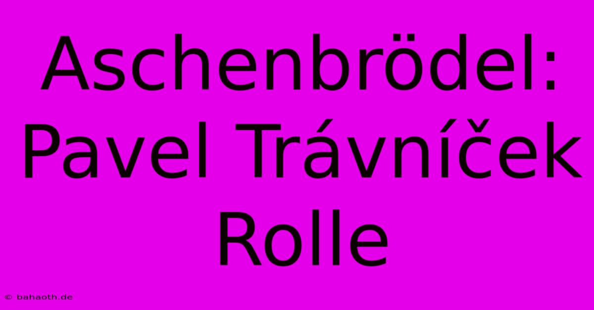 Aschenbrödel: Pavel Trávníček Rolle