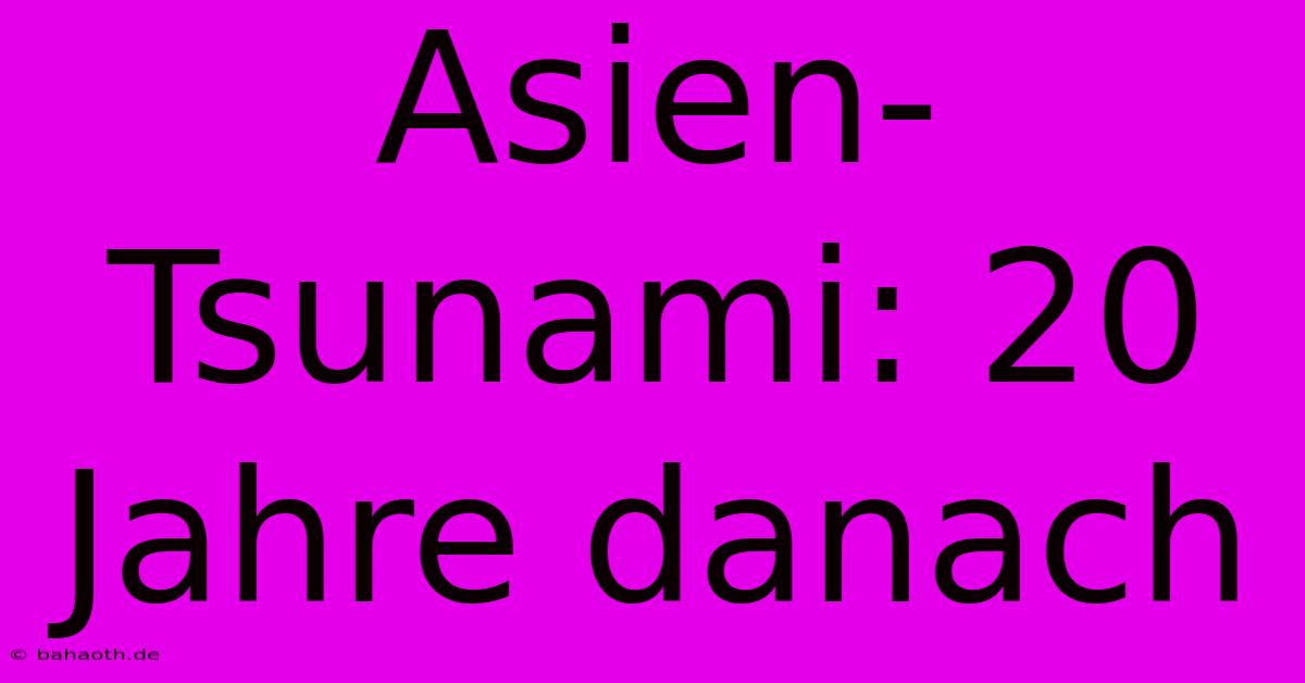 Asien-Tsunami: 20 Jahre Danach