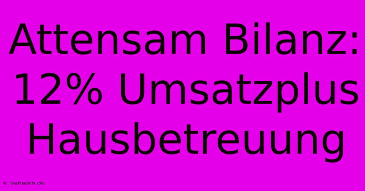 Attensam Bilanz: 12% Umsatzplus Hausbetreuung