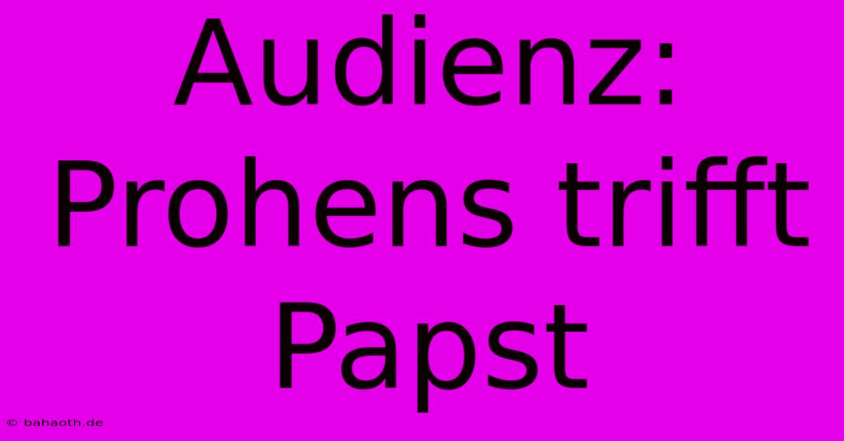 Audienz: Prohens Trifft Papst