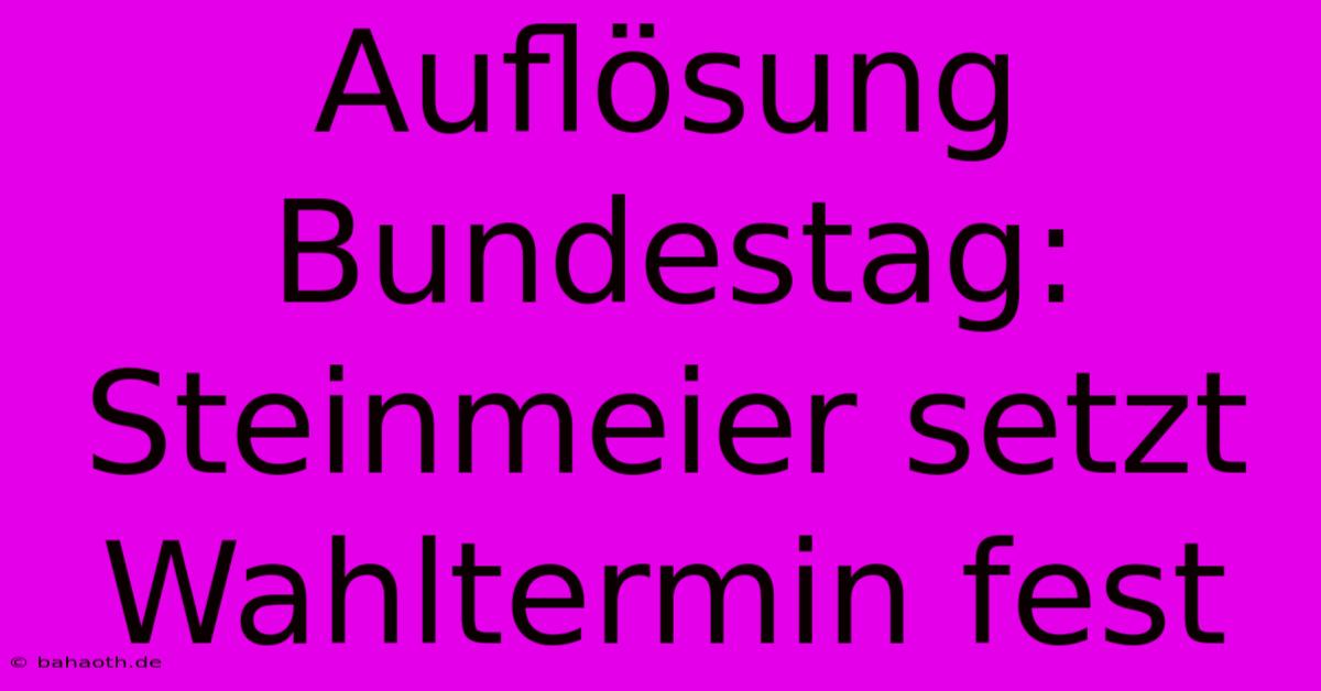 Auflösung Bundestag: Steinmeier Setzt Wahltermin Fest