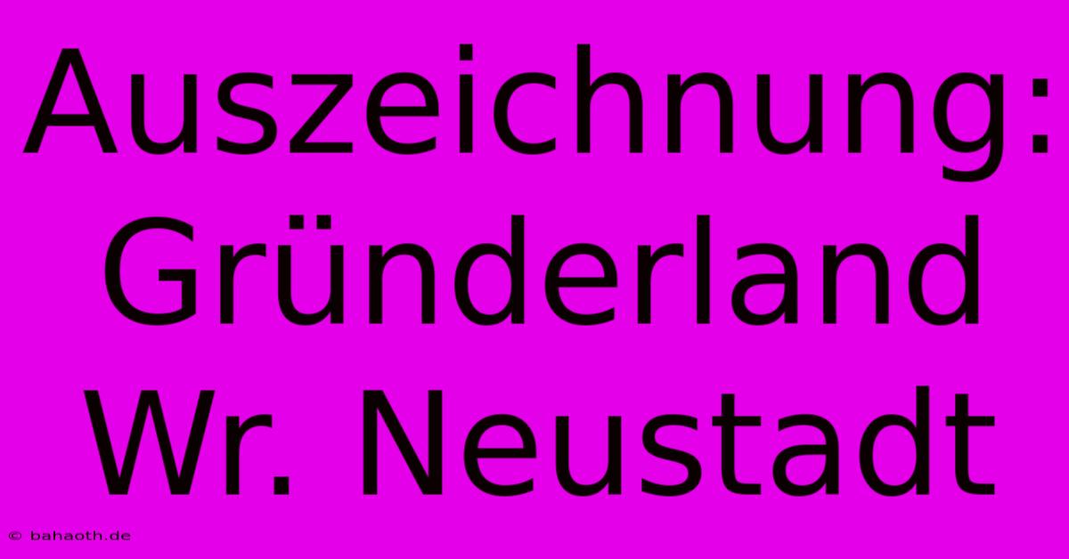 Auszeichnung: Gründerland Wr. Neustadt