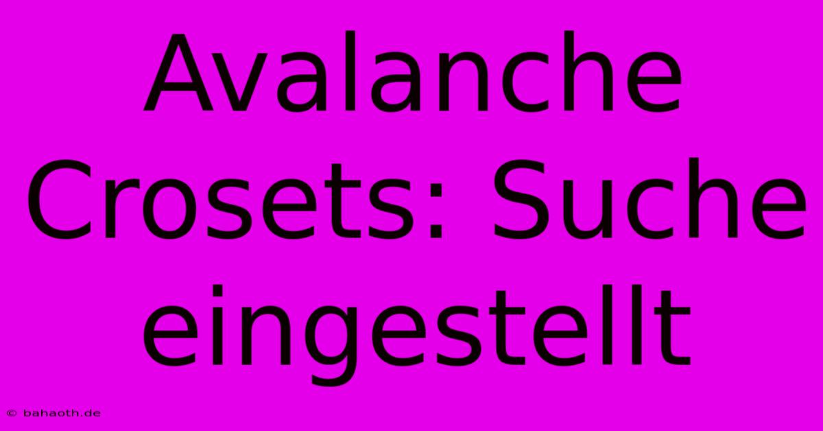 Avalanche Crosets: Suche Eingestellt