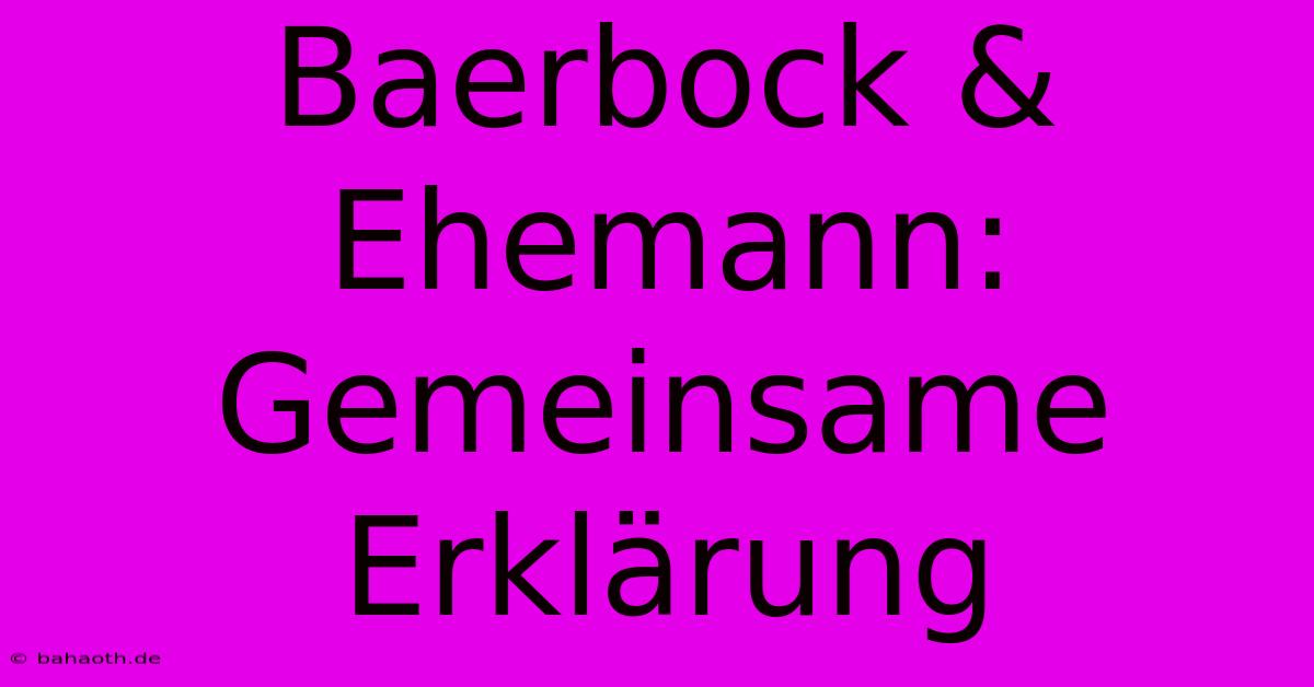 Baerbock & Ehemann: Gemeinsame Erklärung