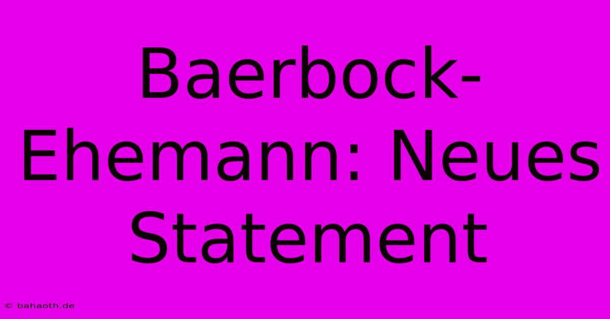 Baerbock-Ehemann: Neues Statement