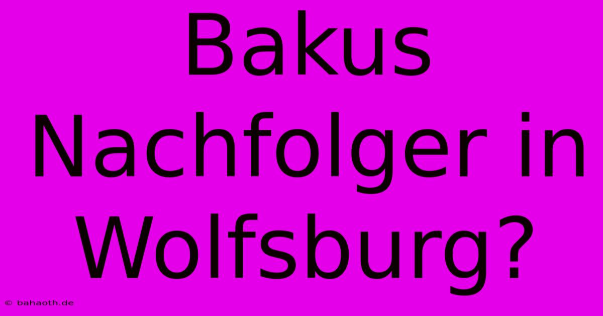 Bakus Nachfolger In Wolfsburg?