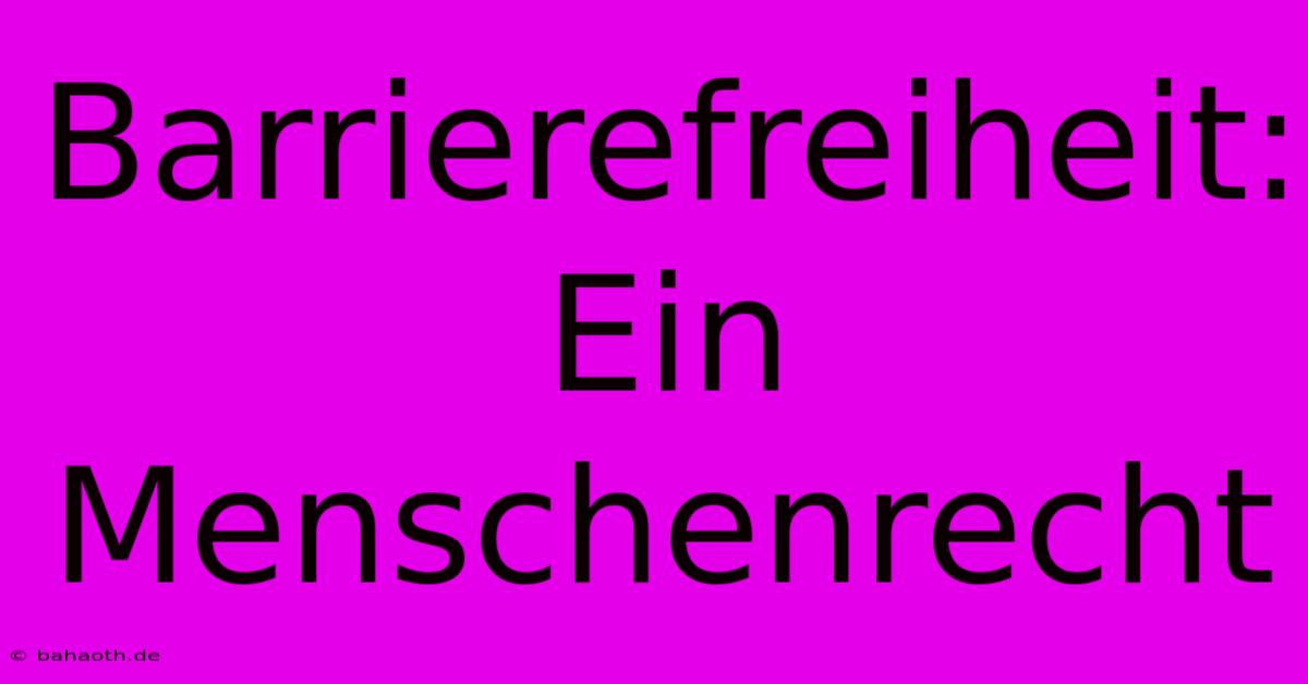 Barrierefreiheit: Ein Menschenrecht