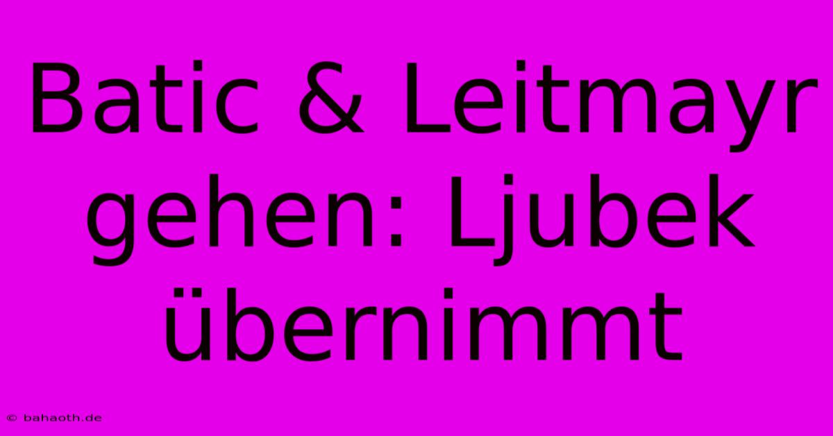 Batic & Leitmayr Gehen: Ljubek Übernimmt