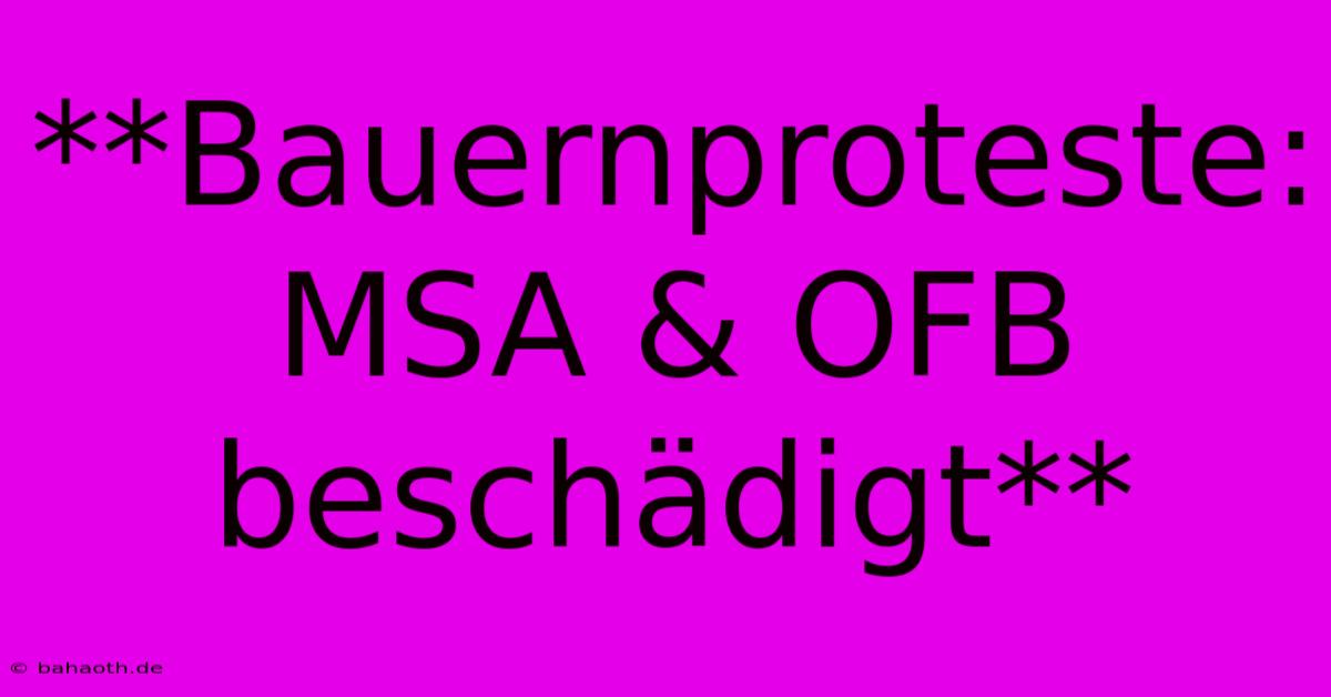 **Bauernproteste: MSA & OFB Beschädigt**