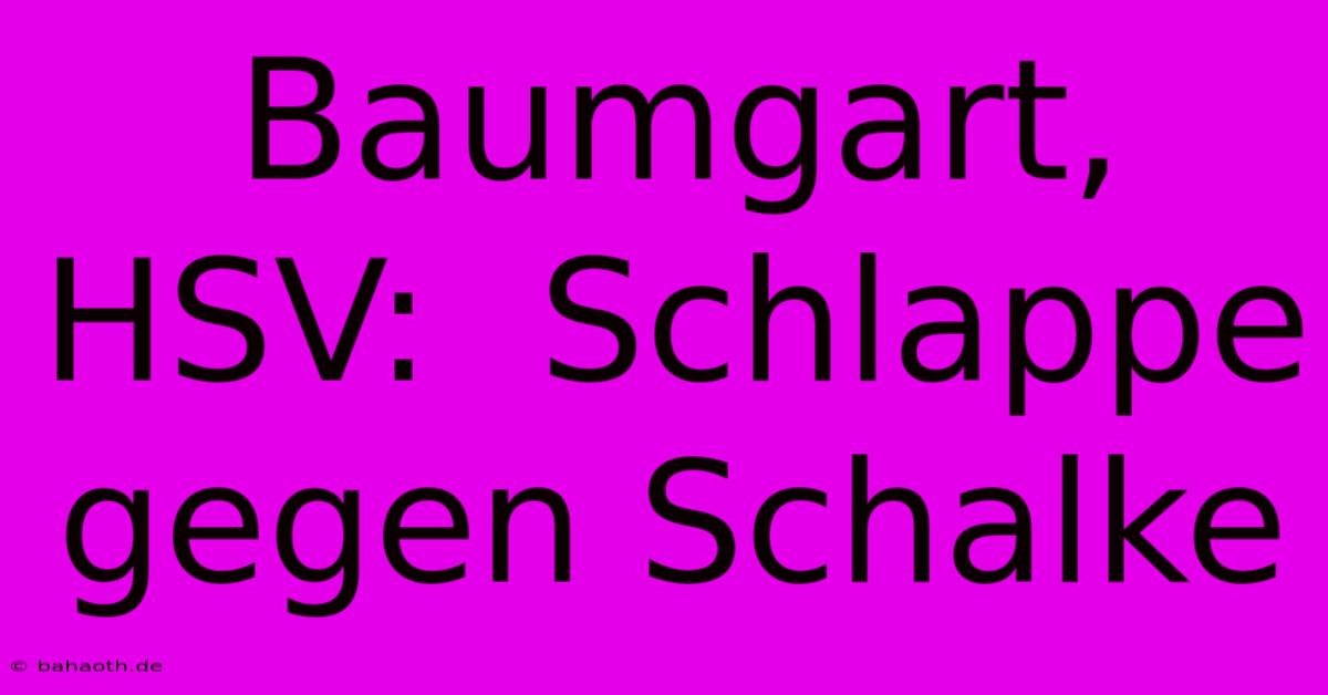 Baumgart, HSV:  Schlappe Gegen Schalke 