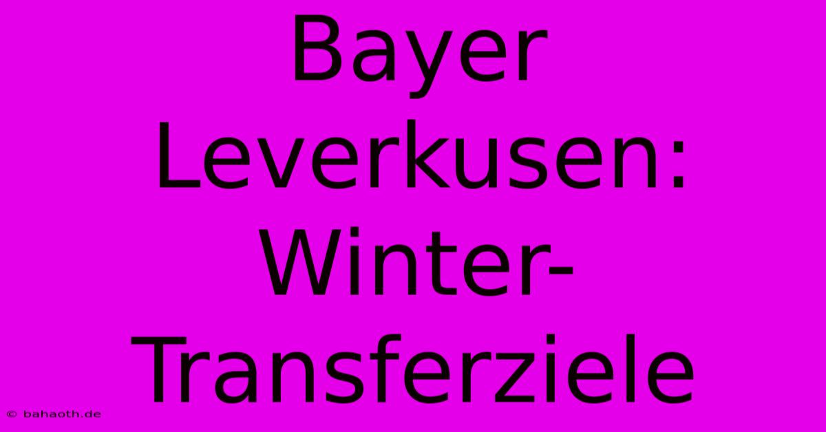 Bayer Leverkusen: Winter-Transferziele