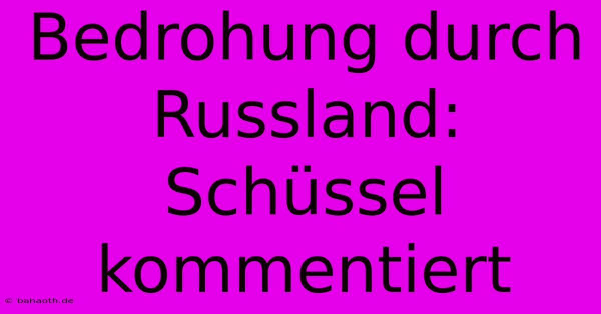 Bedrohung Durch Russland: Schüssel Kommentiert