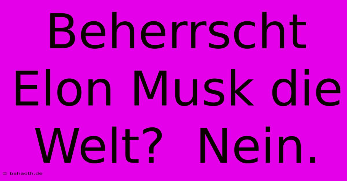 Beherrscht Elon Musk Die Welt?  Nein.