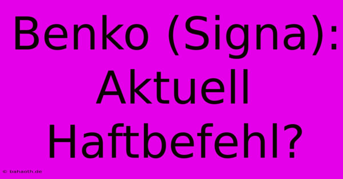 Benko (Signa): Aktuell Haftbefehl?