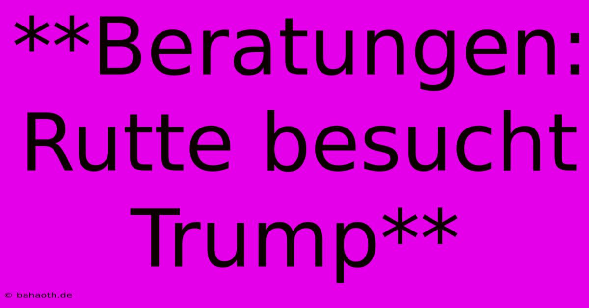 **Beratungen: Rutte Besucht Trump**