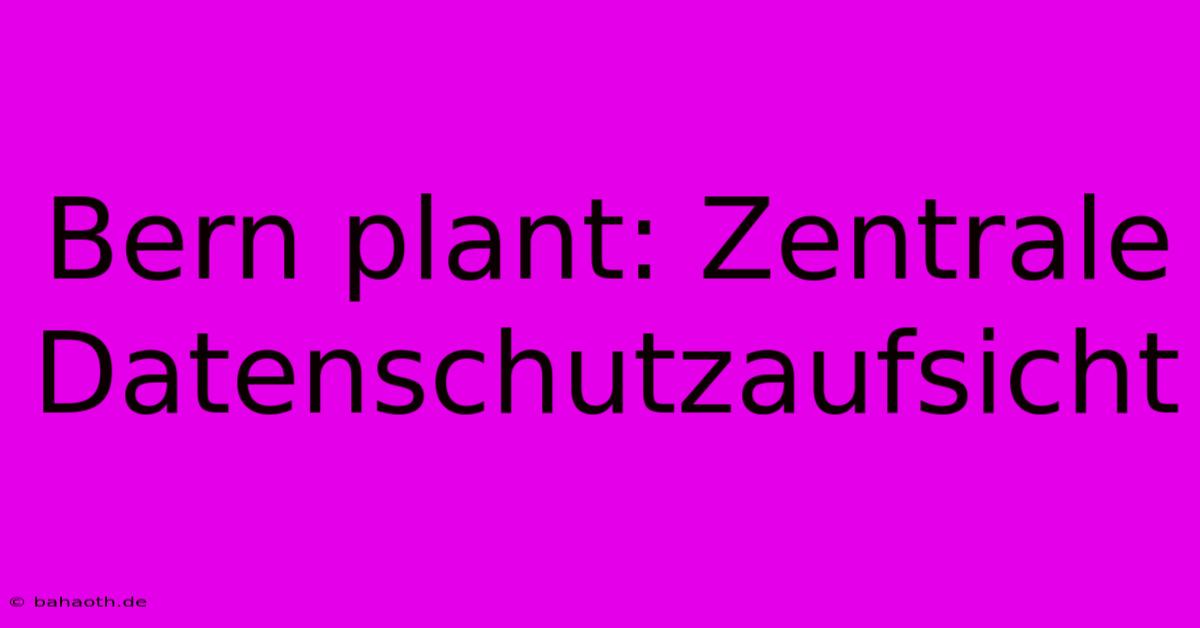 Bern Plant: Zentrale Datenschutzaufsicht