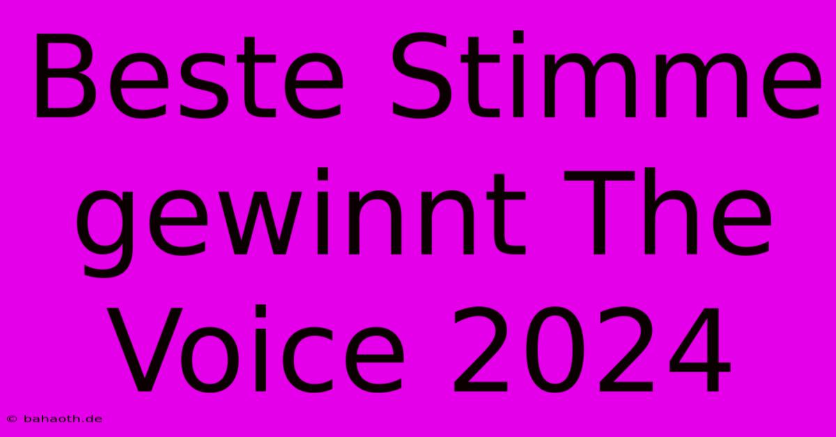 Beste Stimme Gewinnt The Voice 2024