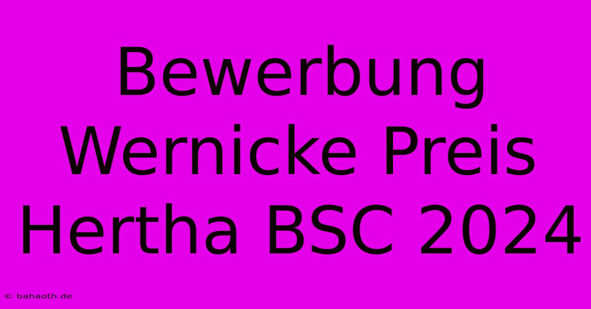 Bewerbung Wernicke Preis Hertha BSC 2024