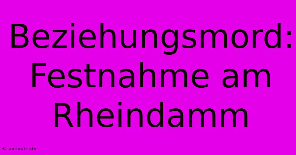 Beziehungsmord: Festnahme Am Rheindamm