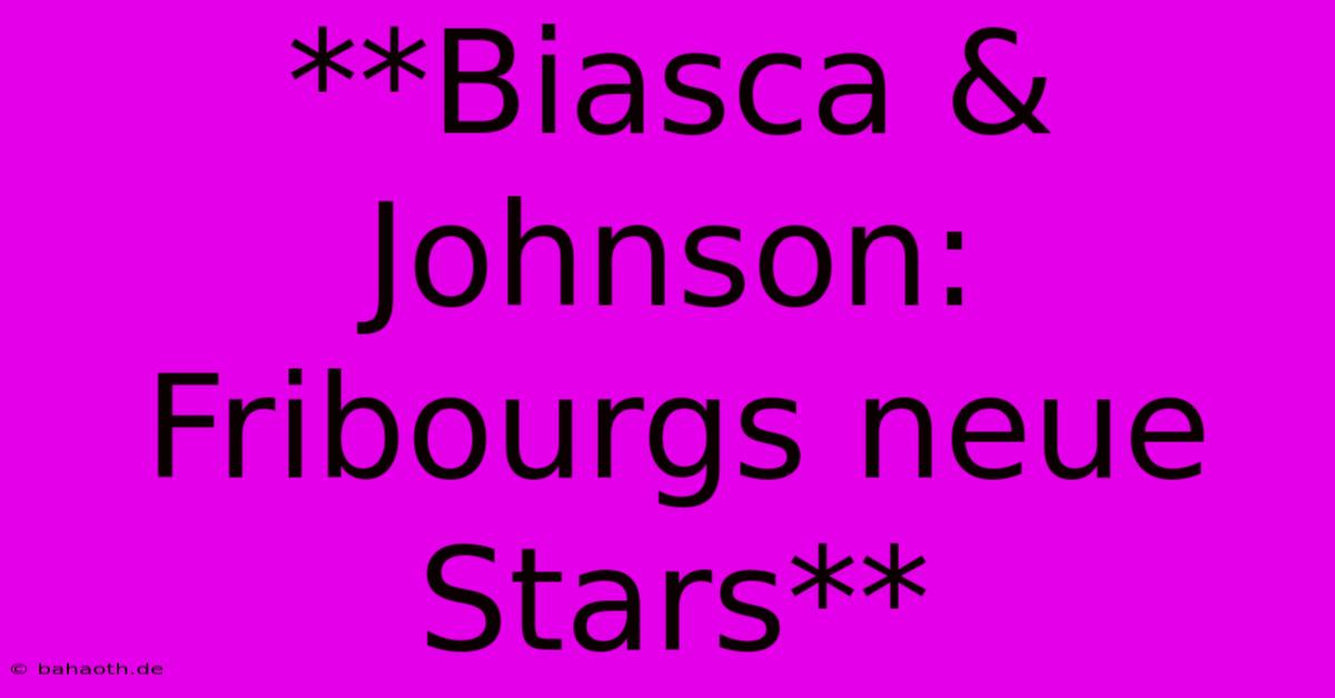 **Biasca & Johnson: Fribourgs Neue Stars**