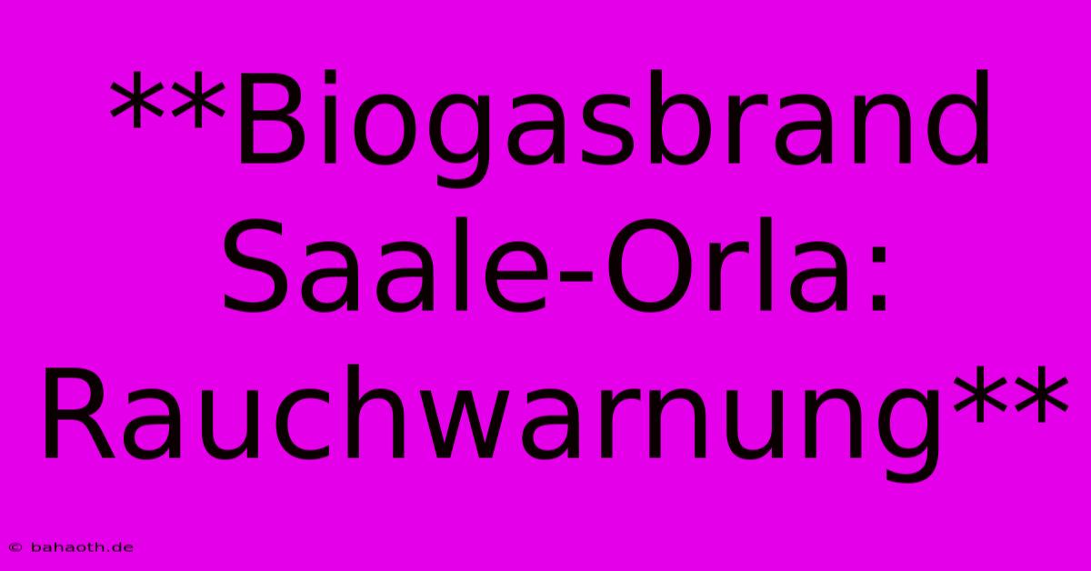 **Biogasbrand Saale-Orla: Rauchwarnung**