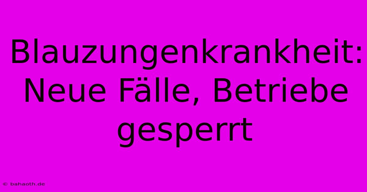 Blauzungenkrankheit: Neue Fälle, Betriebe Gesperrt