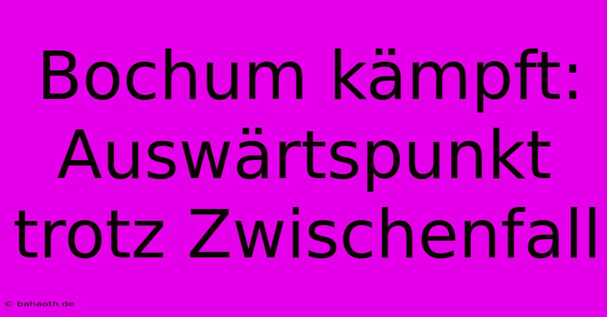 Bochum Kämpft: Auswärtspunkt Trotz Zwischenfall