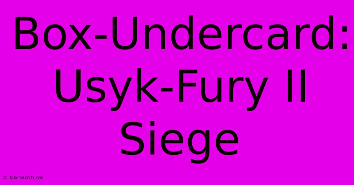 Box-Undercard: Usyk-Fury II Siege