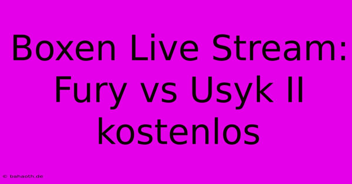 Boxen Live Stream: Fury Vs Usyk II Kostenlos