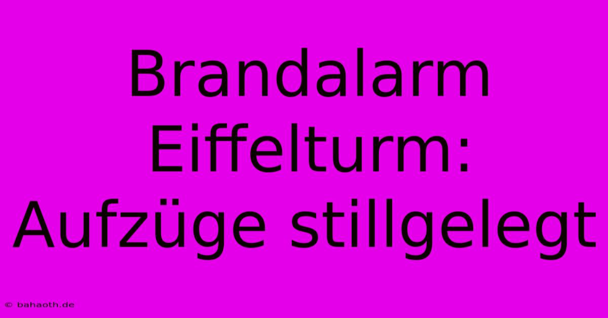 Brandalarm Eiffelturm: Aufzüge Stillgelegt