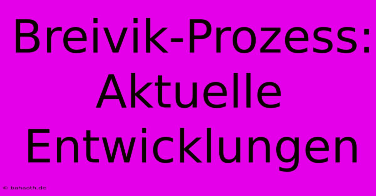 Breivik-Prozess: Aktuelle Entwicklungen