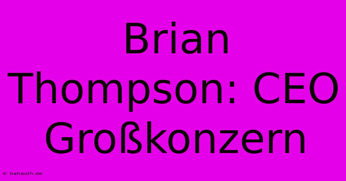 Brian Thompson: CEO Großkonzern